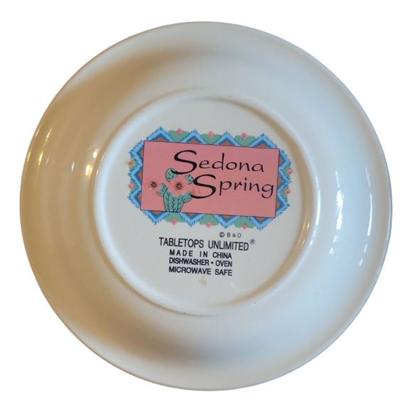 1 Vtg Rim Soup Bowl Sedona Spring Tabletops Unlimited Cactus Blooms Desert - Picture 2 of 4